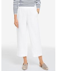 Talbots - Washed Linen Wide Crop Pull-on Pants - Lyst