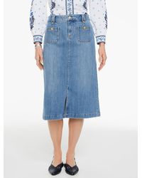 Talbots - Denim A-line Midi Skirt - Lyst