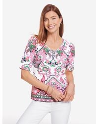 Talbots - Elbow Sleeve V-neck T-shirt - Lyst