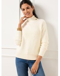 Talbots - Loop Stitch Button Mockneck Sweater - Lyst