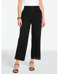 Talbots - Eyelet Wide Crop Pull-on Pants - Lyst