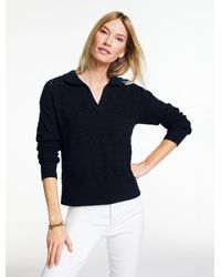 Talbots - Pointelle Johnny Collar Sweater - Lyst