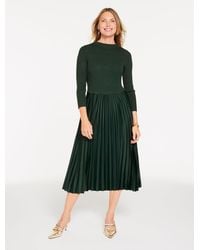 Talbots - Mixed Media Pleated Midi Dress - Lyst