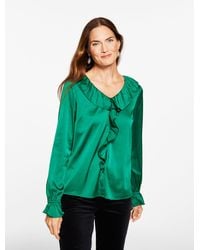 Talbots - Soft Satin Charmeuse Ruffle Top - Lyst