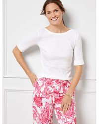 Talbots - Elbow Sleeve Ribbed Top - Lyst