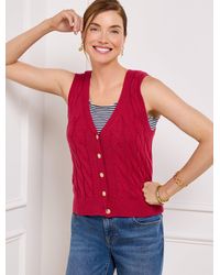 Talbots - Cable Knit V-neck Sweater Vest - Lyst