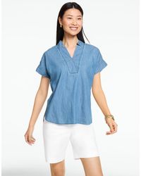Talbots - Extended Shoulder Denim Popover Shirt - Lyst