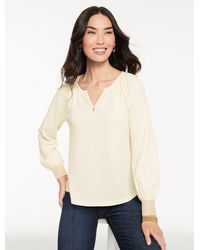 Talbots - Crinkle Split Neck Top - Lyst