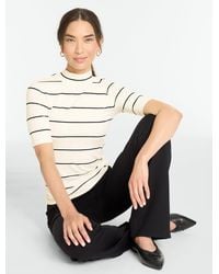 Talbots - Ribbed Elbow Sleeve Mockneck Top - Lyst