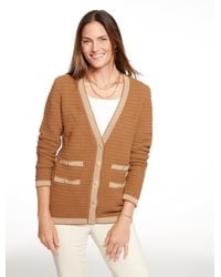 Talbots - Plaited Trim V-neck Cardigan Sweater - Lyst