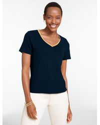 Talbots - Beaded Linen Blend V-neck T-shirt - Lyst