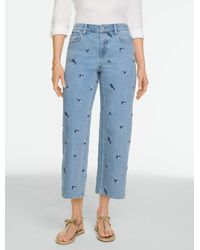 Talbots - Wide Crop High Waist Embroidered Jeans - Lyst