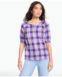 Talbots - Band Collar Button Front Top - Lyst