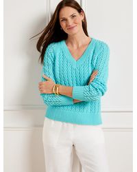 Talbots - Open Stitch V-neck Sweater - Lyst