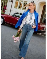 Talbots - Band Collar Poplin Top - Lyst