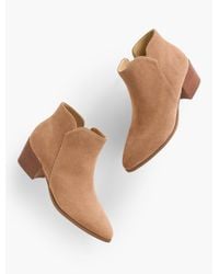 Talbots - Harper Suede Block Heel Ankle Boots - Lyst