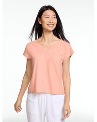 Talbots - Short Sleeve V-neck Slub T-shirt - Lyst