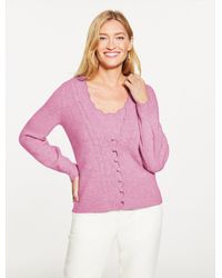 Talbots - Pointelle V-neck Cardigan Sweater - Lyst