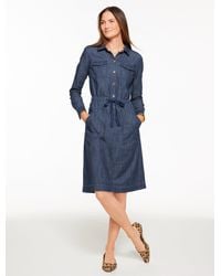Talbots - Tie Waist Denim Shirtdress - Lyst