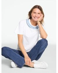 Talbots - Embroidered Yoke Top - Lyst