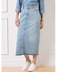 Talbots - Drop Hem Denim Midi Skirt - Lyst