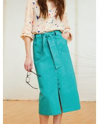 Tallulah & Hope Pencil Skirt Green - Blue