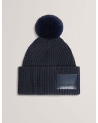 Ted Baker - Sershii Rib Knit Branded Bobble Hat - Lyst