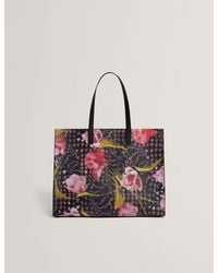 Ted Baker - Tulah Floral Check Print Wide Icon Tote Bag - Lyst