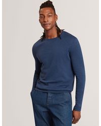 Ted Baker - Yaen Rolled Edge Linen Blend Crew Neck Jumper - Lyst