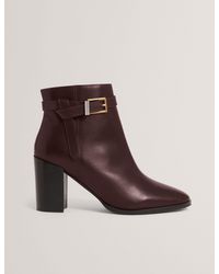 Ted Baker - Cleonna Belt Trim Leather Heeled Ankle Boots - Lyst