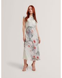 Ted Baker - Shayyla Lily Print Silk Linen Midi Dress - Lyst