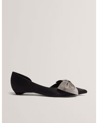 Ted Baker - Crissly Rhinestone Bow Satin Pointed Kitten Heels - Lyst