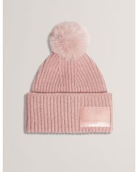 Ted Baker - Sershii Rib Knit Branded Bobble Hat - Lyst