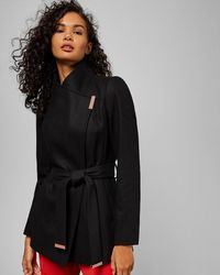 Ted Baker Short Wool Wrap Coat - Black