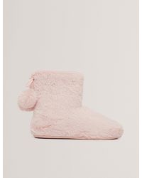 Ted Baker - Hamonda Faux Fur Pom-Pom Slipper Boots - Lyst