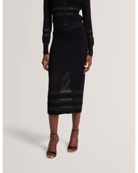Ted Baker - Cairie Sheer Panel Knit Midi Pencil Skirt - Lyst