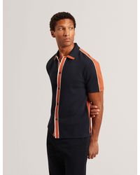 Ted Baker - Tirvin Short Sleeve Two-Tone Cotton Blend Polo Shirt - Lyst