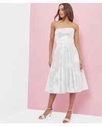 Ted Baker Baroque Blossom Metallic Jacquard Dress - White