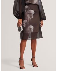 Ted Baker - Vieva Floral Graphic Organza Knee Length Skirt - Lyst
