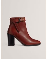 Ted Baker - Cleonna Belt Trim Leather Heeled Ankle Boots - Lyst