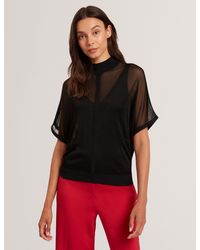 Ted Baker - Ibissa Sheer Panel Knit Short Sleeve Top - Lyst