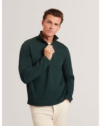Ted Baker - Crabtre Stretch Cotton Zip Neck Sweatshirt - Lyst