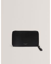 Ted Baker - Balvin Bark Texture Leather Zip-Around Travel Wallet - Lyst