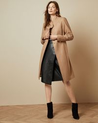 Ted Baker Long Belted Wrap Coat - Natural