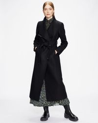 Ted Baker Long Length Wool Wrap Coat - Black