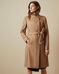 Ted Baker Long Belted Wrap Coat - Natural