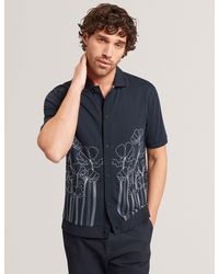 Ted Baker - Actton Embroidered Floral Pure Cotton Knit Shirt - Lyst