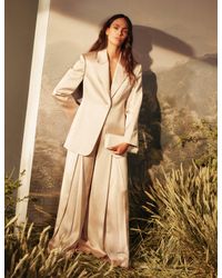Ted Baker - Platy Satin Front Pleat Wide Leg Trousers - Lyst