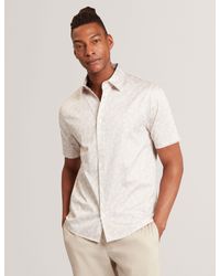 Ted Baker - Afflek Mini Floral Cotton Short Sleeve Shirt - Lyst