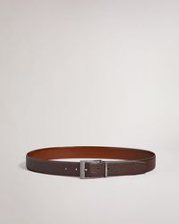 Ted Baker Cross Hatch Leather Reversible Belt - Brown